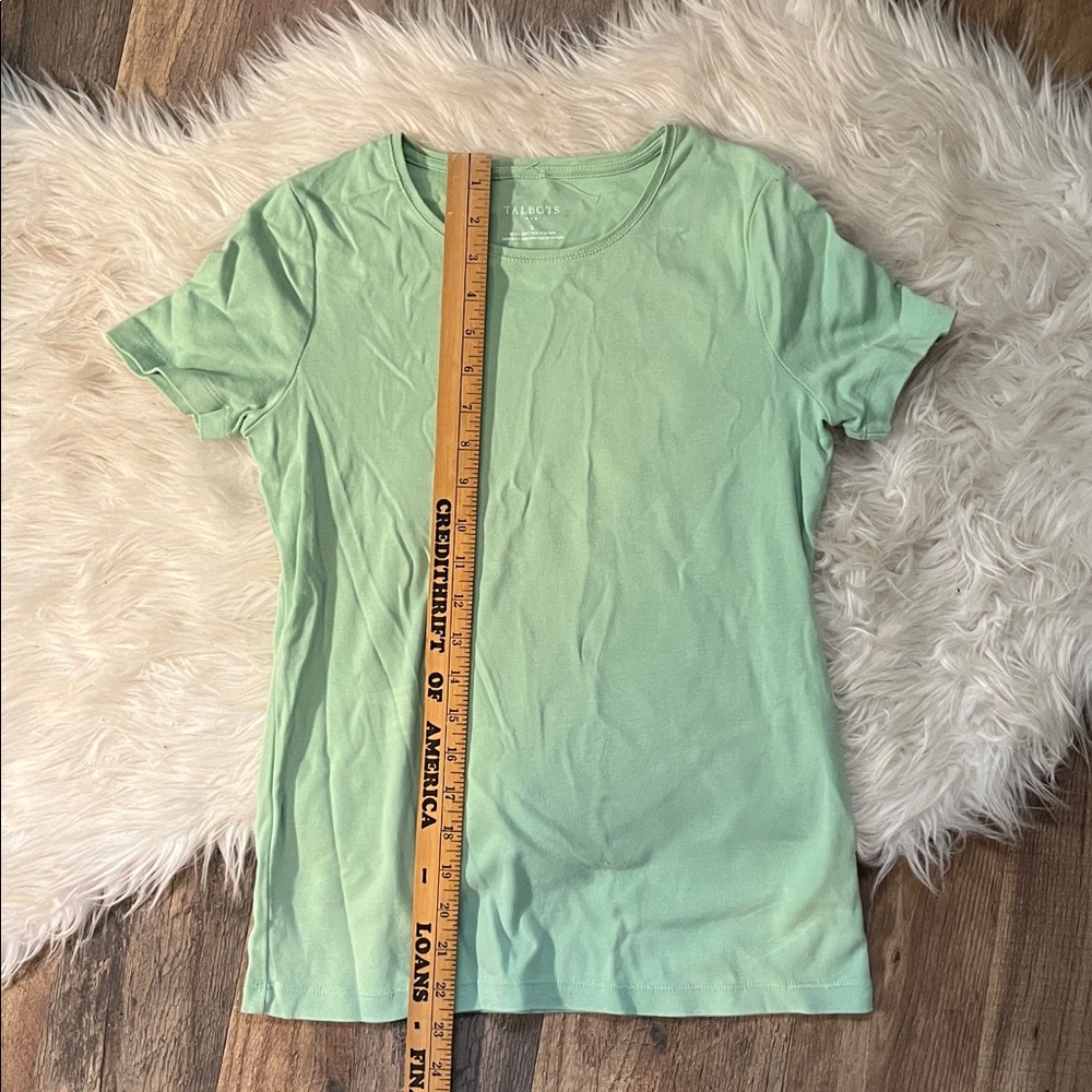 Talbots Mint Green Solid Small Tee - image 3